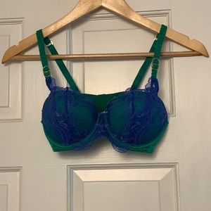 Stella McCartney green and purple underwire lace bra